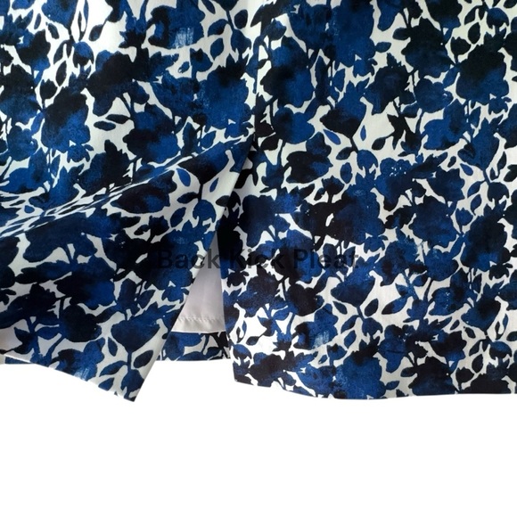J CREW | NWOT NAVY BLUE & WHITE FLORAL COTTON STRETCH PENCIL SKIRT LINED SIZE 6 - Picture 7 of 10